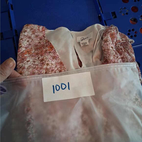 Japna Dress Women's Medium Long Sleeves V-Neck Pink Feminine Layered Boho - Picture 13 of 13